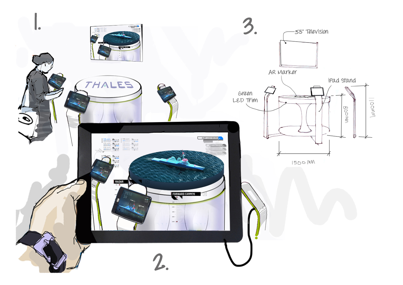 Conceptual sketches of an augmented reality experience